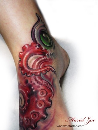 Muriel Zao - Octopus Tentacles  foot tattoo